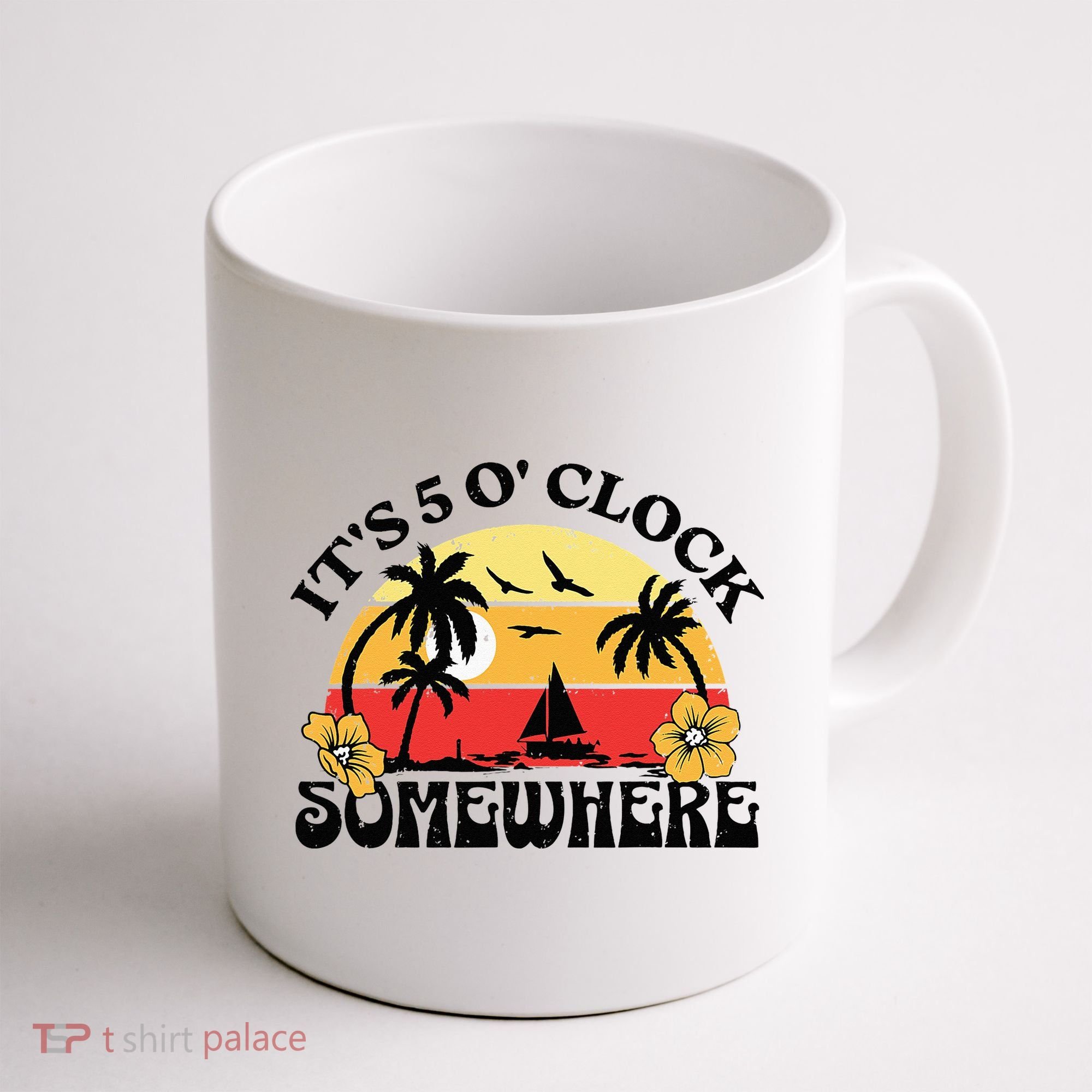 Its 5 O’clock Somewhere Summer Retro Sunset Drinking Coffee Mug
