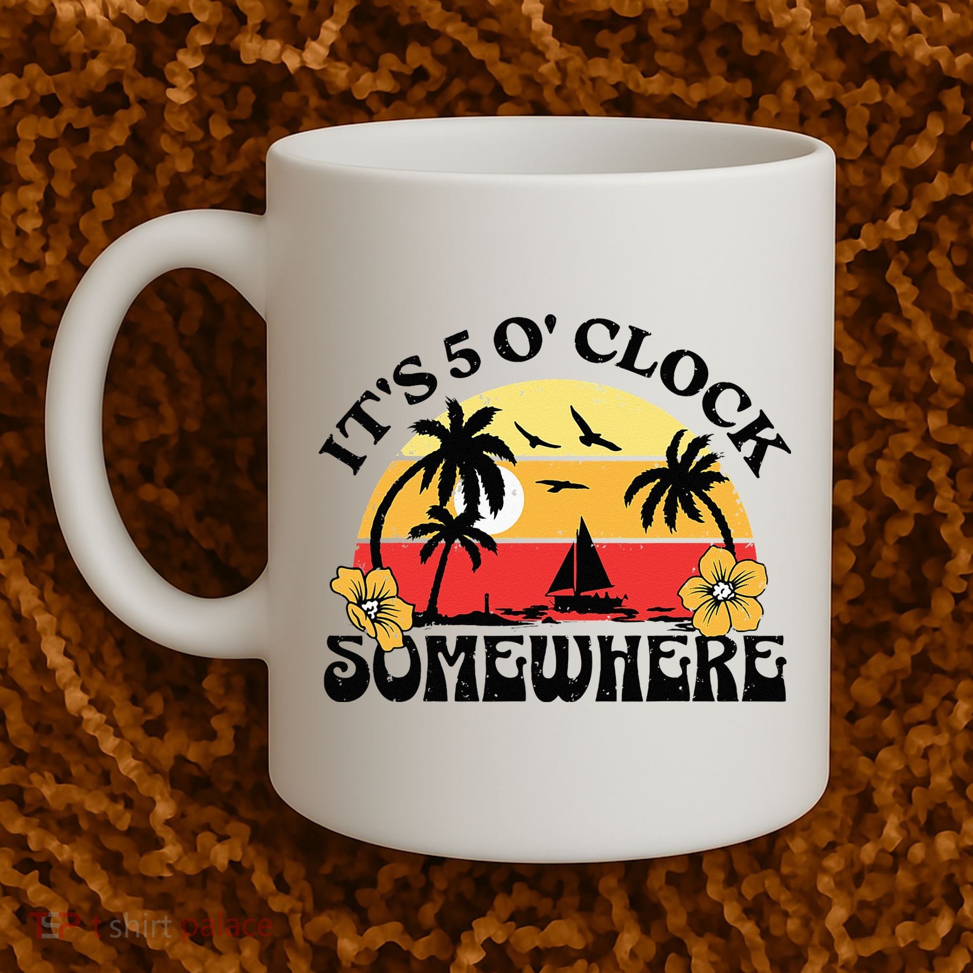 Its 5 O’clock Somewhere Summer Retro Sunset Drinking Coffee Mug
