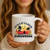 Its 5 O’clock Somewhere Summer Retro Sunset Drinking Coffee Mug thumb 3