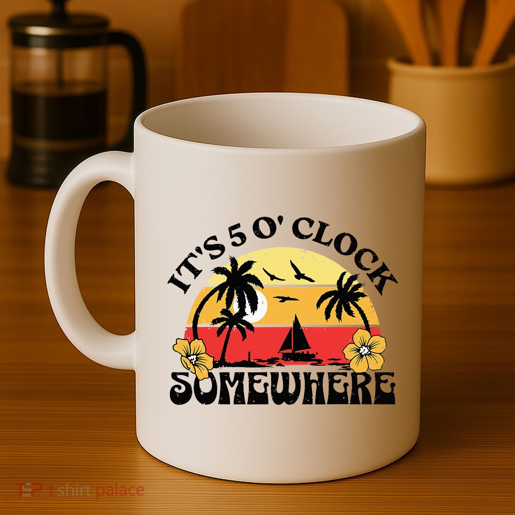 Its 5 O’clock Somewhere Summer Retro Sunset Drinking Coffee Mug