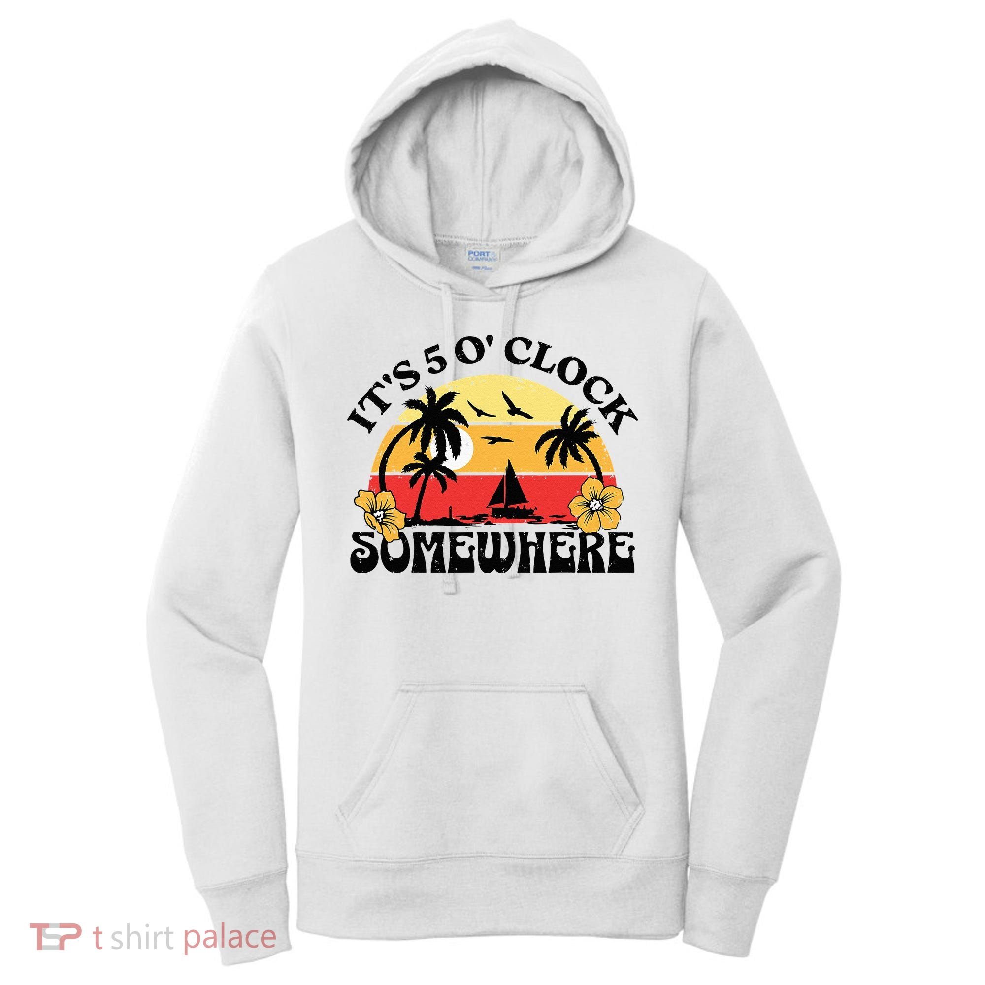 Its 5 O’clock Somewhere Summer Retro Sunset Drinking Women's Hoodie