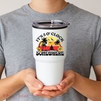 Its 5 O’clock Somewhere Summer Retro Sunset Drinking Tumbler thumb 2