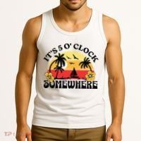 Its 5 O’clock Somewhere Summer Retro Sunset Drinking Tank Top thumb 3