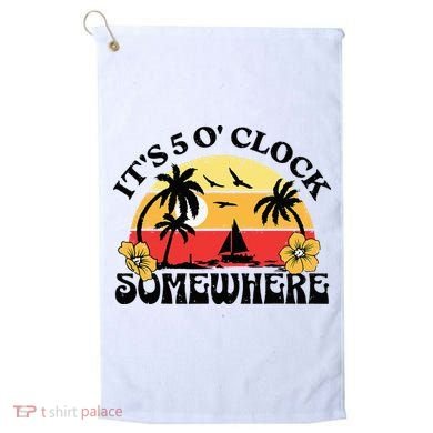 Its 5 O’clock Somewhere Summer Retro Sunset Drinking Golf Towel