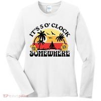 Its 5 O’clock Somewhere Summer Retro Sunset Drinking Women's Long Sleeve Shirt thumb 0