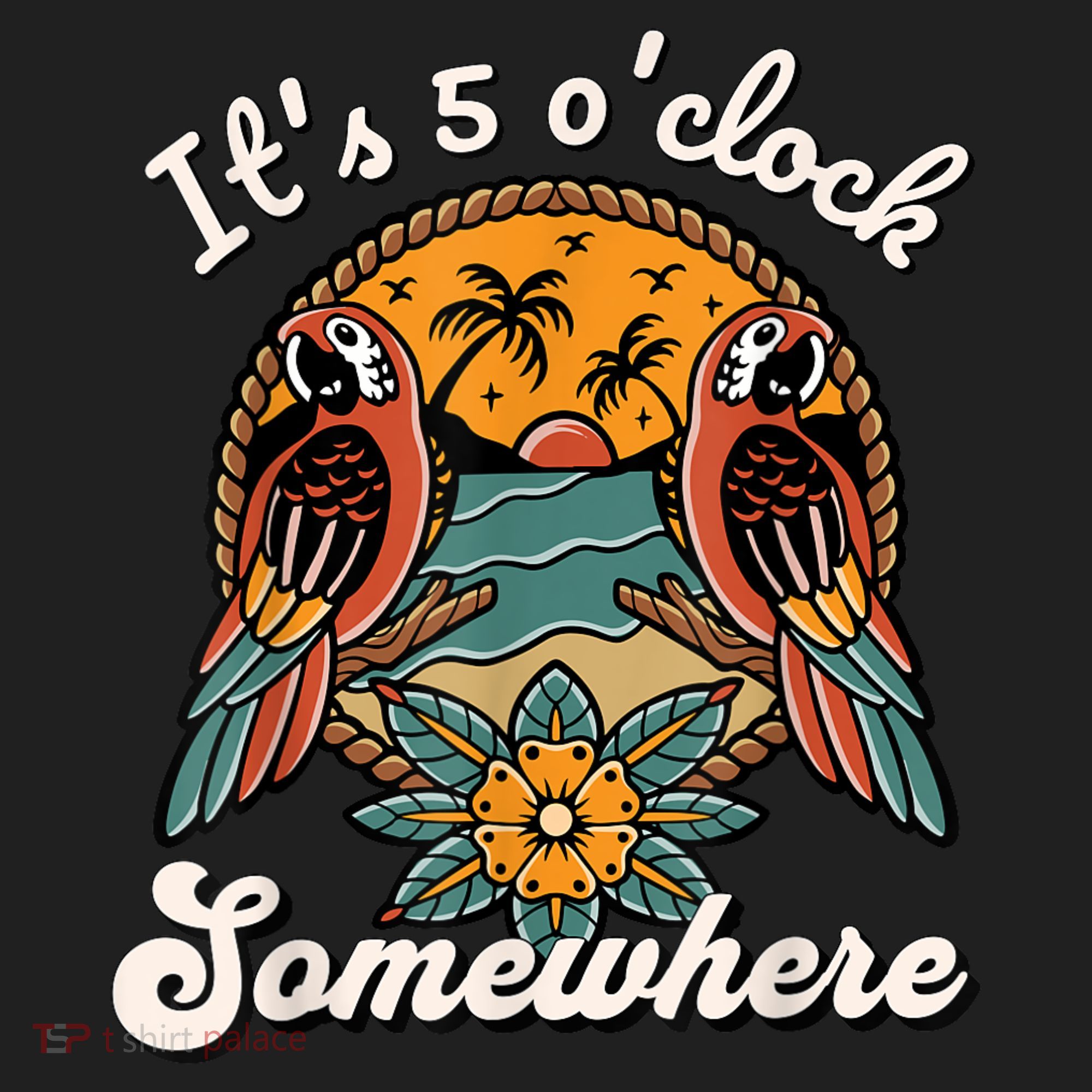 Its 5 O’clock Somewhere Parrot Summer Beach Sunset Drinking Women's Sweatshirt