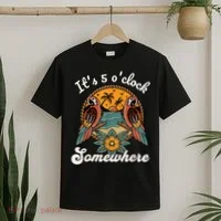 Its 5 O’clock Somewhere Parrot Summer Beach Sunset Drinking T-Shirt thumb 2