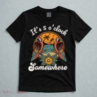 Its 5 O’clock Somewhere Parrot Summer Beach Sunset Drinking T-Shirt thumb 5