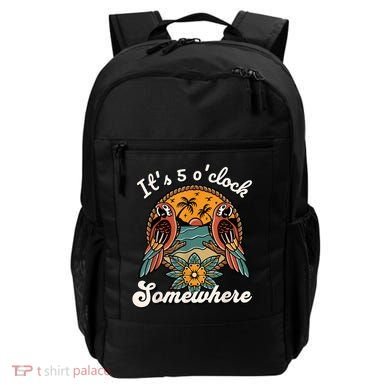 Its 5 O’clock Somewhere Parrot Summer Beach Sunset Drinking Backpack