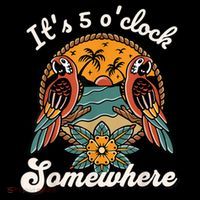 Its 5 O’clock Somewhere Parrot Summer Beach Sunset Drinking Backpack thumb 2