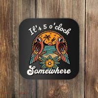 Its 5 O’clock Somewhere Parrot Summer Beach Sunset Drinking Coaster thumb 0