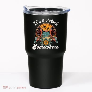 Its 5 O’clock Somewhere Parrot Summer Beach Sunset Drinking Tumbler