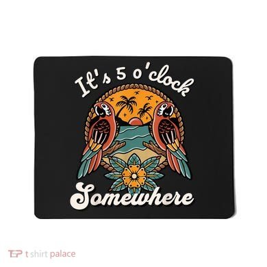 Its 5 O’clock Somewhere Parrot Summer Beach Sunset Drinking Mousepad