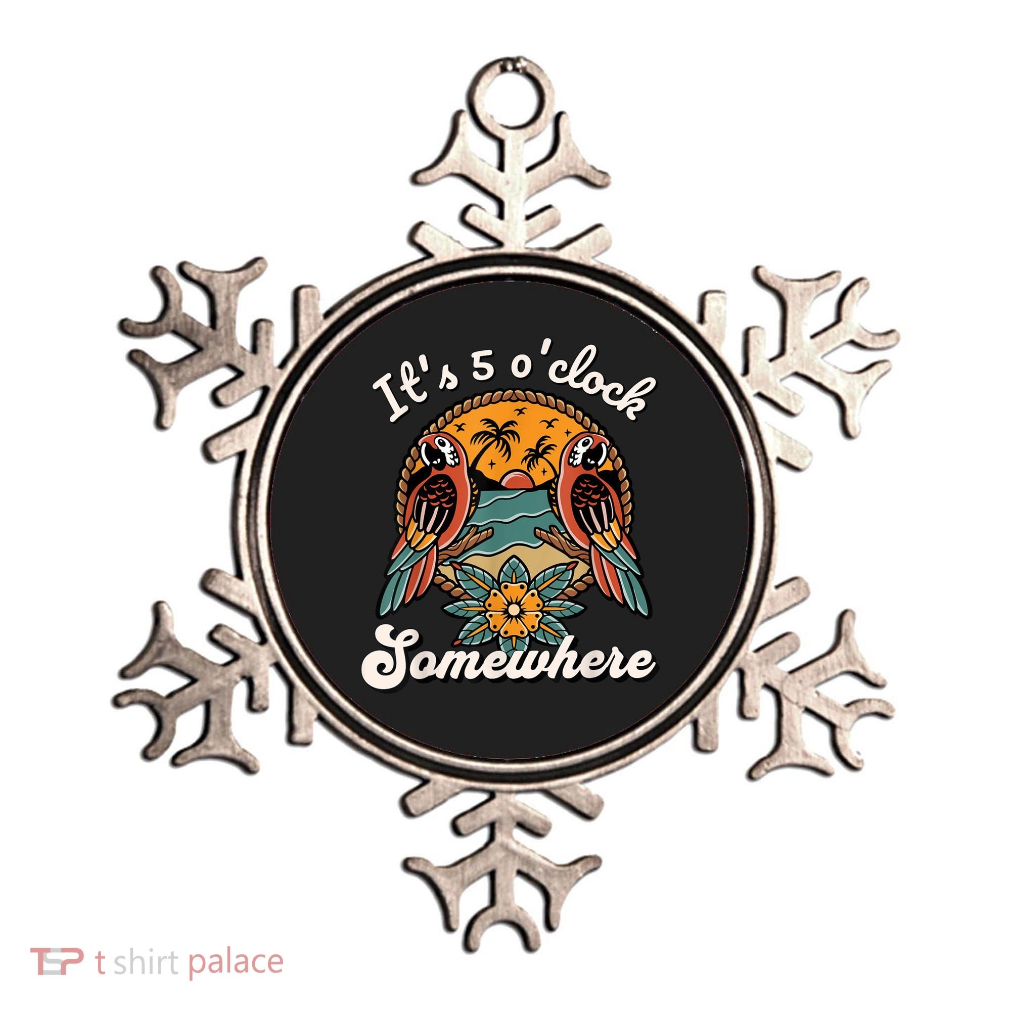 Its 5 O’clock Somewhere Parrot Summer Beach Sunset Drinking Ornament