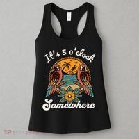 Its 5 O’clock Somewhere Parrot Summer Beach Sunset Drinking Women's Tank Top thumb 3