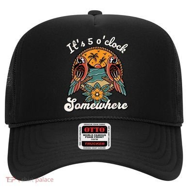 Its 5 O’clock Somewhere Parrot Summer Beach Sunset Drinking Hat