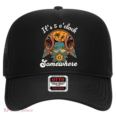 Its 5 O’clock Somewhere Parrot Summer Beach Sunset Drinking Hat
