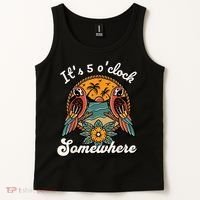 Its 5 O’clock Somewhere Parrot Summer Beach Sunset Drinking Tank Top thumb 2