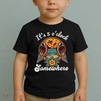 Its 5 O’clock Somewhere Parrot Summer Beach Sunset Drinking Toddler T-Shirt thumb 2