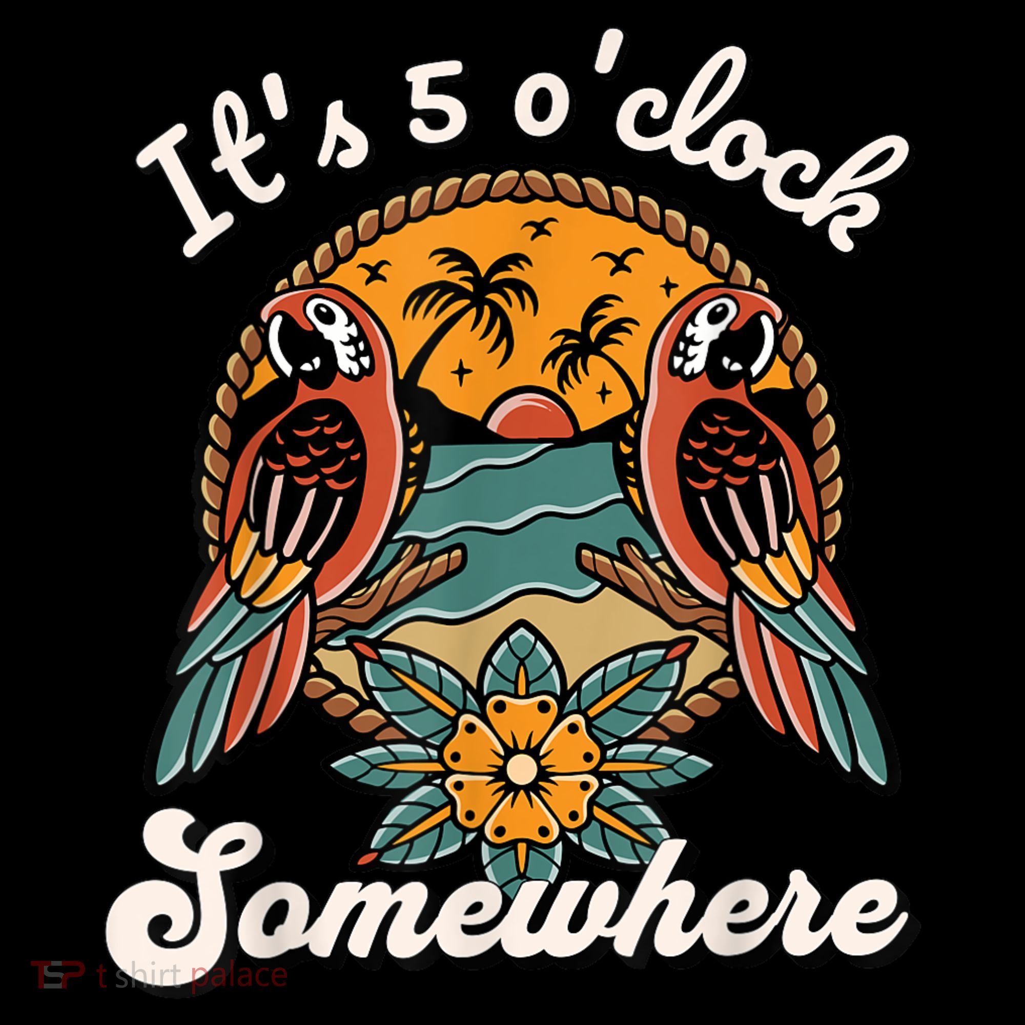 Its 5 O’clock Somewhere Parrot Summer Beach Sunset Drinking Visor