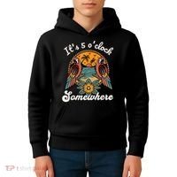 Its 5 O’clock Somewhere Parrot Summer Beach Sunset Drinking Kids Hoodie thumb 4