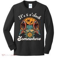Its 5 O’clock Somewhere Parrot Summer Beach Sunset Drinking Kids Long Sleeve Shirt thumb 0