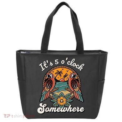Its 5 O’clock Somewhere Parrot Summer Beach Sunset Drinking Tote Bag