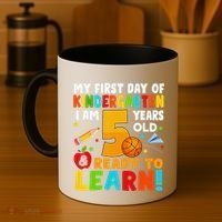 Im 5 Ready To Learn My First Day Of School Kindergarten Coffee Mug thumb 4
