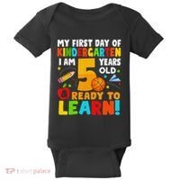 Im 5 Ready To Learn My First Day Of School Kindergarten Baby Bodysuit thumb 0