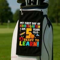Im 5 Ready To Learn My First Day Of School Kindergarten Golf Towel thumb 2