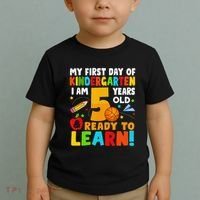 Im 5 Ready To Learn My First Day Of School Kindergarten Toddler T-Shirt thumb 2