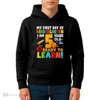 Im 5 Ready To Learn My First Day Of School Kindergarten Kids Hoodie thumb 4