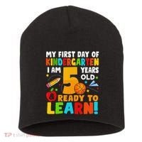 Im 5 Ready To Learn My First Day Of School Kindergarten Short Acrylic Beanie thumb 0