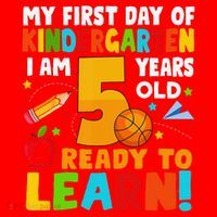 Im 5 Ready To Learn My First Day Of School Kindergarten Santa Hat thumb 1