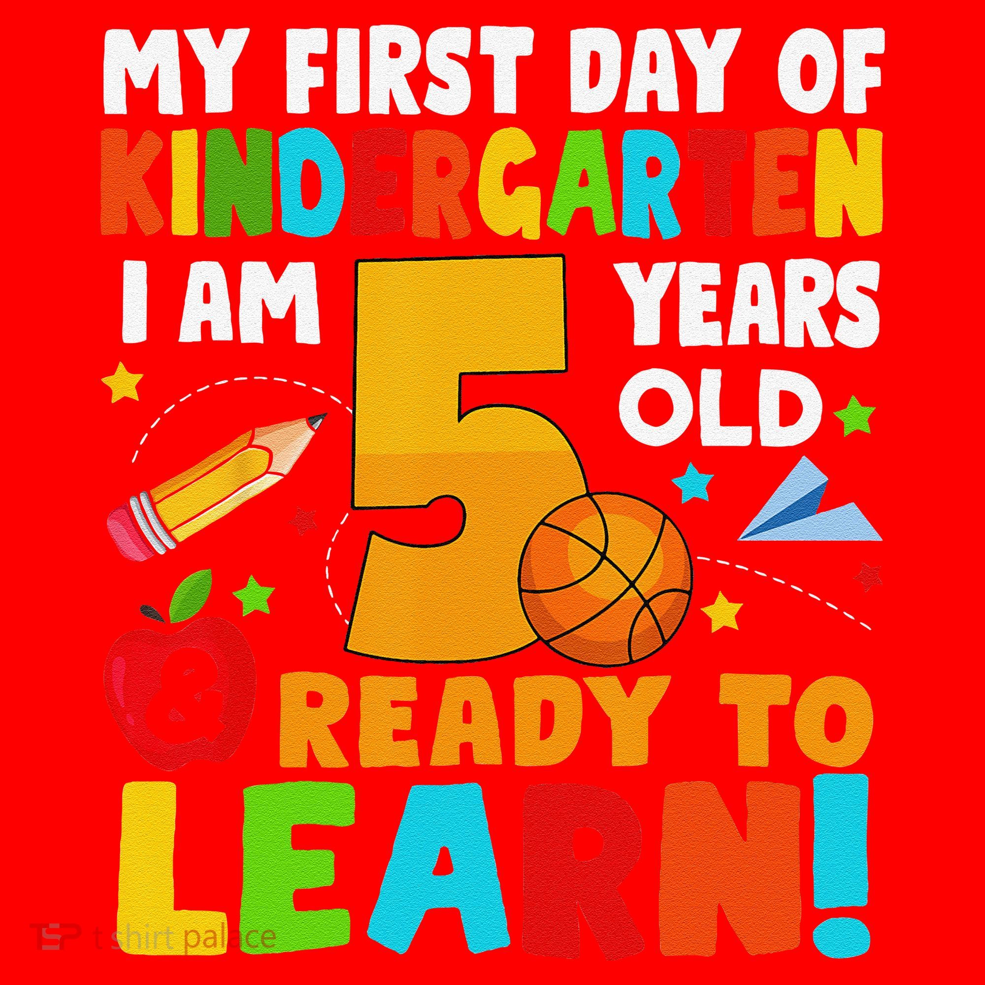 Im 5 Ready To Learn My First Day Of School Kindergarten Santa Hat