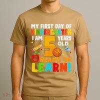 Im 5 Ready To Learn My First Day Of School Kindergarten T-Shirt thumb 3