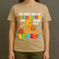 Im 5 Ready To Learn My First Day Of School Kindergarten T-Shirt thumb 4
