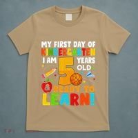 Im 5 Ready To Learn My First Day Of School Kindergarten T-Shirt thumb 5