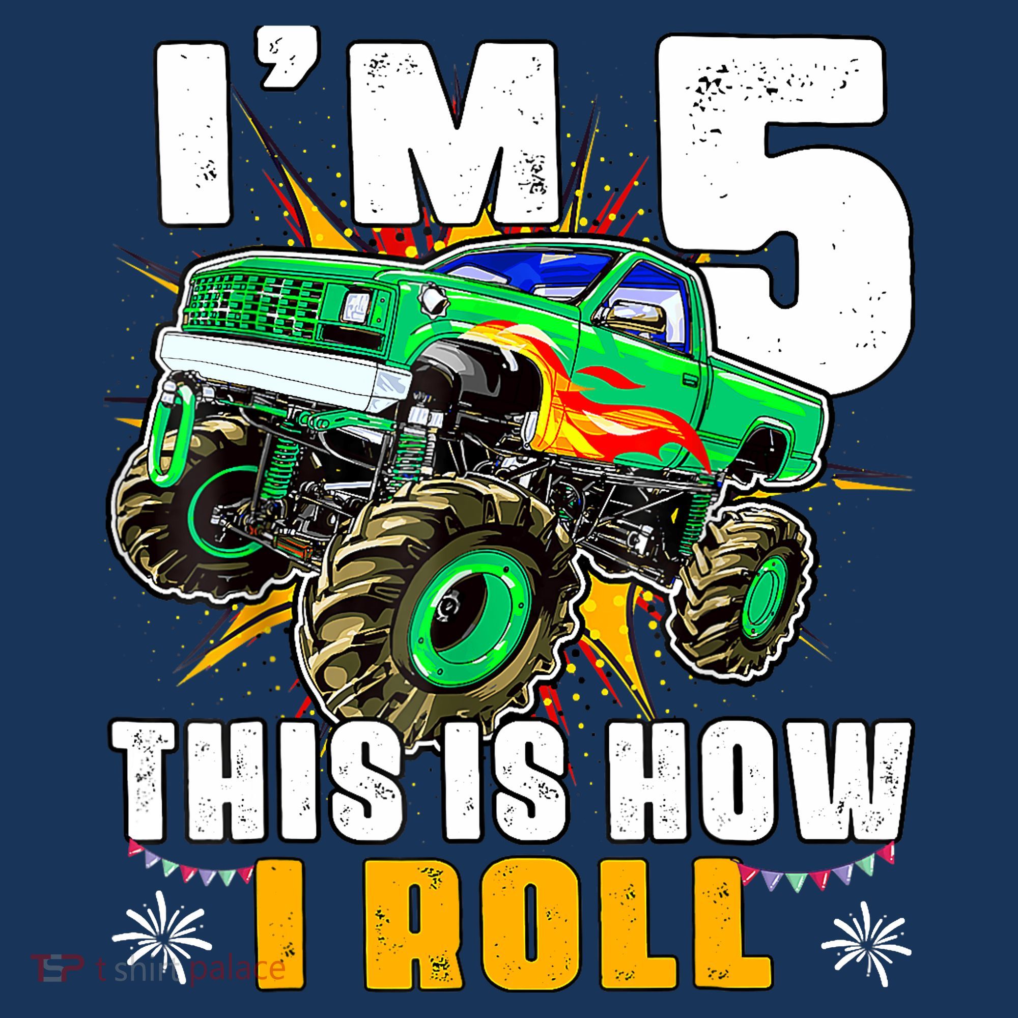 Im 5 This Is How I Roll Monster Truck 5th Birthday Boy Doggie Tank