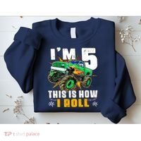 Im 5 This Is How I Roll Monster Truck 5th Birthday Boy Sweatshirt thumb 2