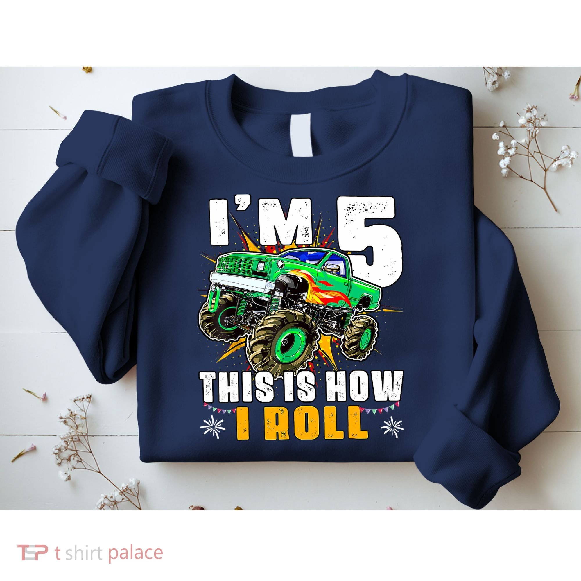 Im 5 This Is How I Roll Monster Truck 5th Birthday Boy Sweatshirt