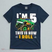 Im 5 This Is How I Roll Monster Truck 5th Birthday Boy T-Shirt thumb 5