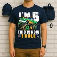 Im 5 This Is How I Roll Monster Truck 5th Birthday Boy T-Shirt thumb 6
