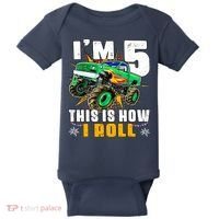 Im 5 This Is How I Roll Monster Truck 5th Birthday Boy Baby Bodysuit thumb 0