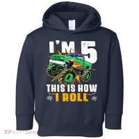 Im 5 This Is How I Roll Monster Truck 5th Birthday Boy Toddler Hoodie thumb 0