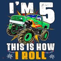 Im 5 This Is How I Roll Monster Truck 5th Birthday Boy Toddler Hoodie thumb 2