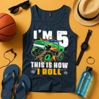 Im 5 This Is How I Roll Monster Truck 5th Birthday Boy Tank Top thumb 4