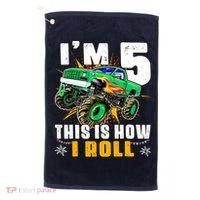 Im 5 This Is How I Roll Monster Truck 5th Birthday Boy Golf Towel thumb 0