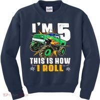 Im 5 This Is How I Roll Monster Truck 5th Birthday Boy Kids Sweatshirt thumb 0