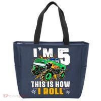 Im 5 This Is How I Roll Monster Truck 5th Birthday Boy Tote Bag thumb 0